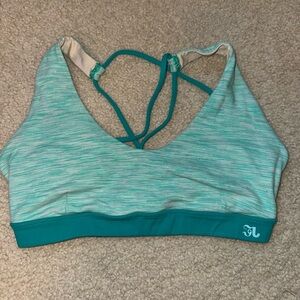 Stylish Teal Sports Bra with Crossback Design